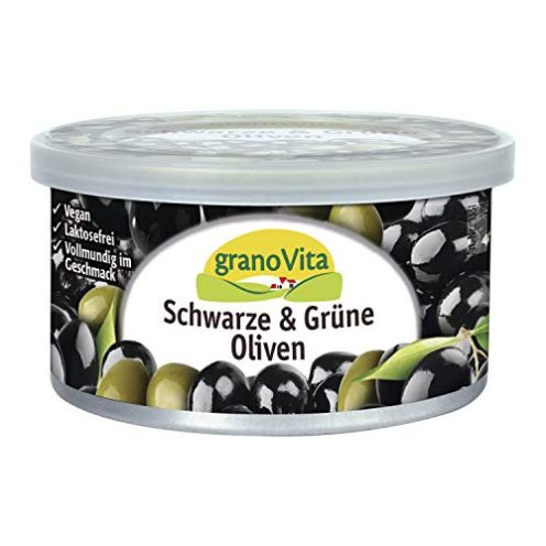GranoVita Veganer Brotaufstrich schwarze und grüne Oliven